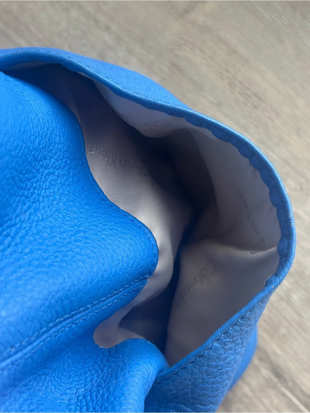 Calvin Klein Cobalt Blue Leather Tote - Silver Chain Accents (Gently Used)